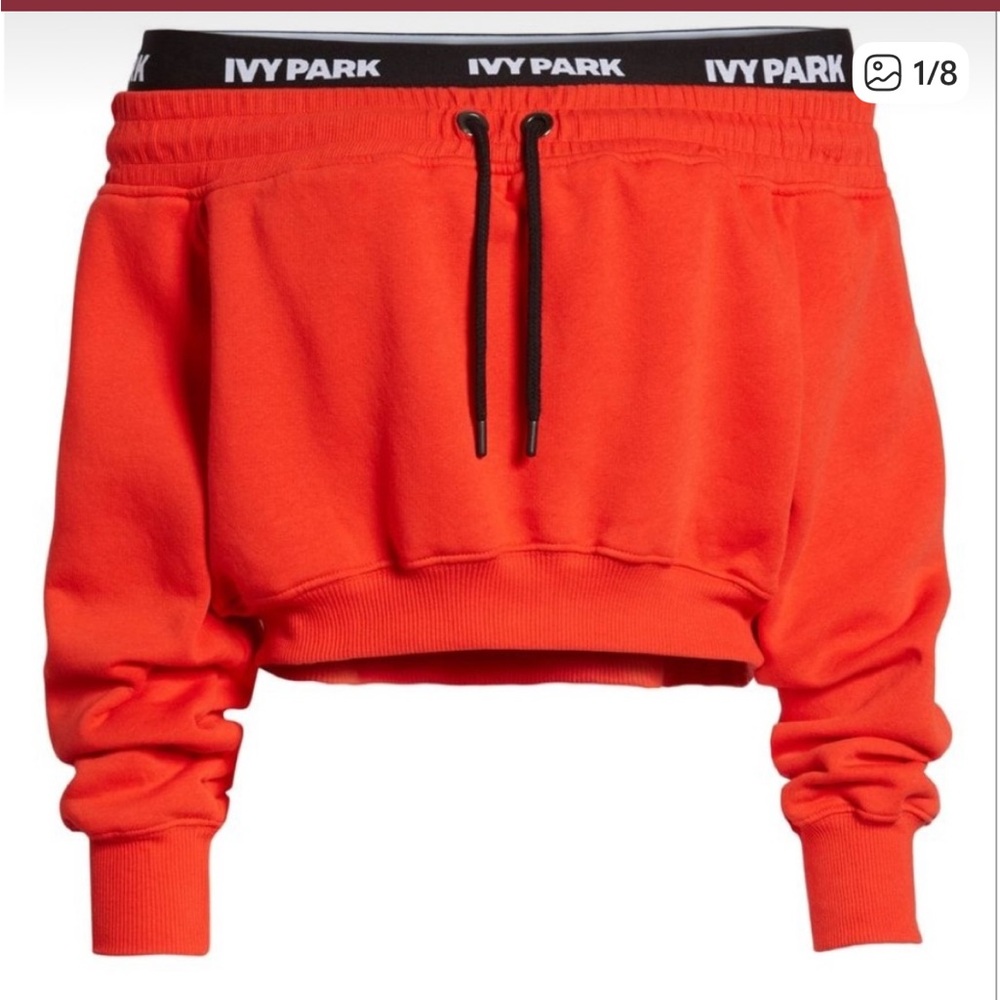 EUC IVY PARK Vibrant Red Off-Shoulder Sweatshirt